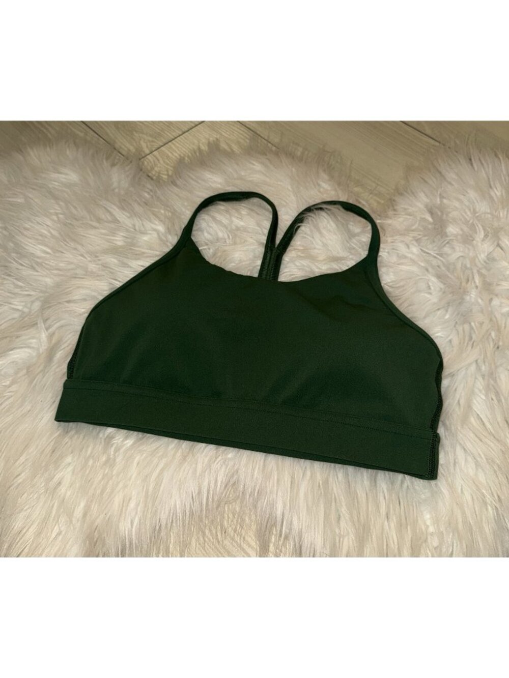 Lululemon Sports Bra T-Back Lined Mesh Back Wire Free Womens Size 6 Green